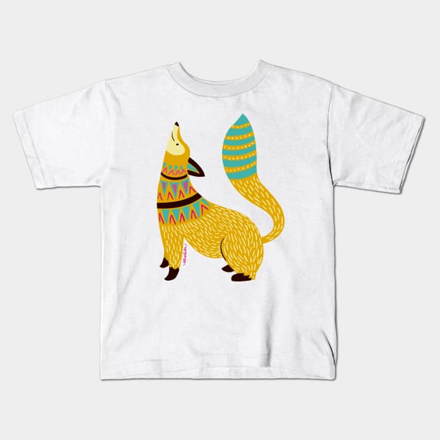 Zorro coyote Alebrije #3 Kids T-Shirt by alinailustra